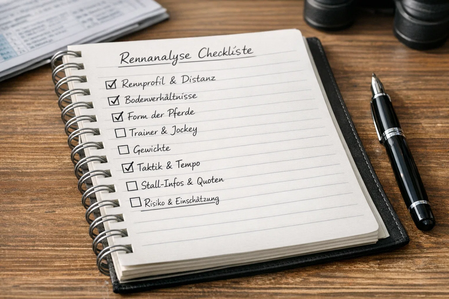Checkliste für systematische Rennanalyse