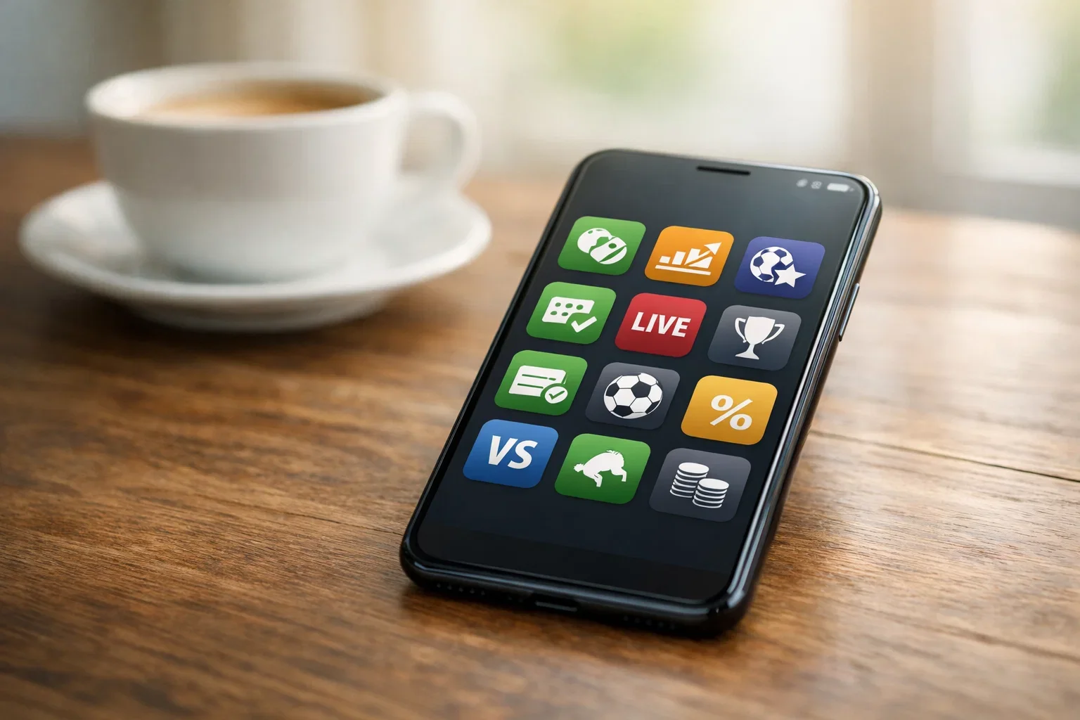 Smartphone mit verschiedenen Wett-Apps