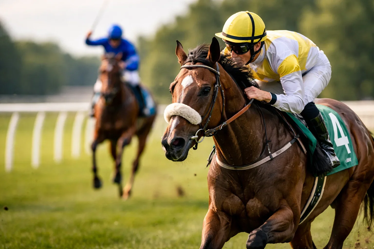 Pferd auf Platz zwei im Rennen