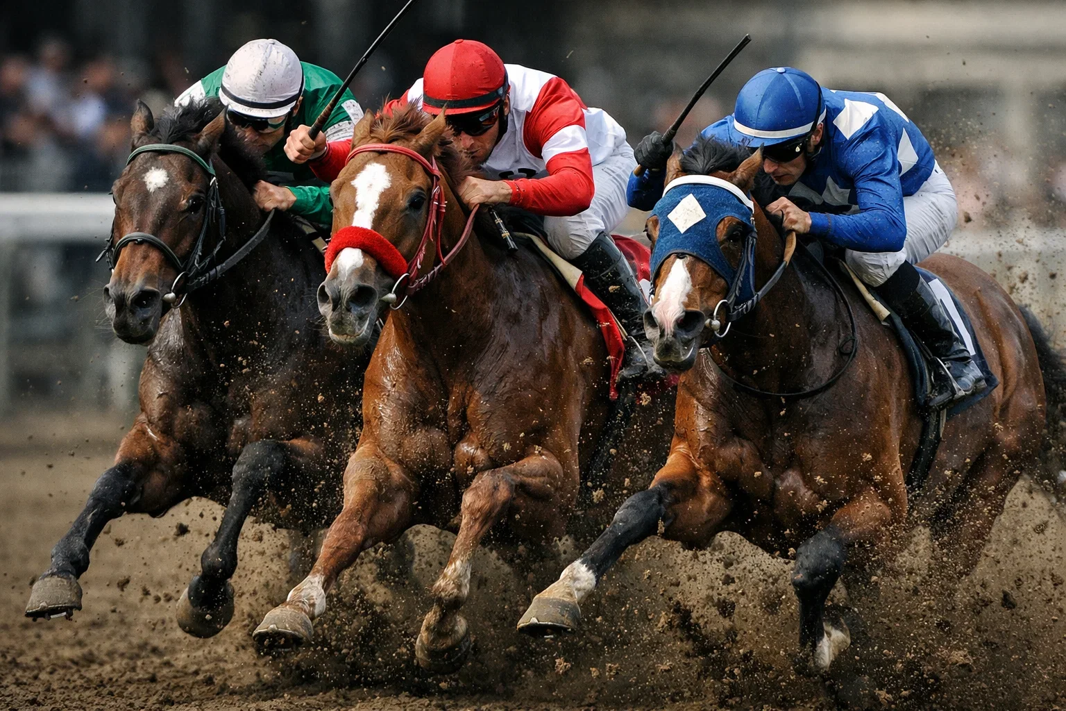 Pferde im engen Zieleinlauf