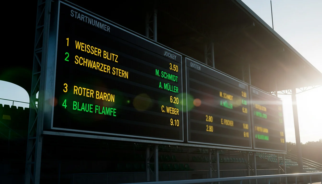 Elektronische Quotentafel an einer Pferderennbahn zeigt sich ändernde Zahlen