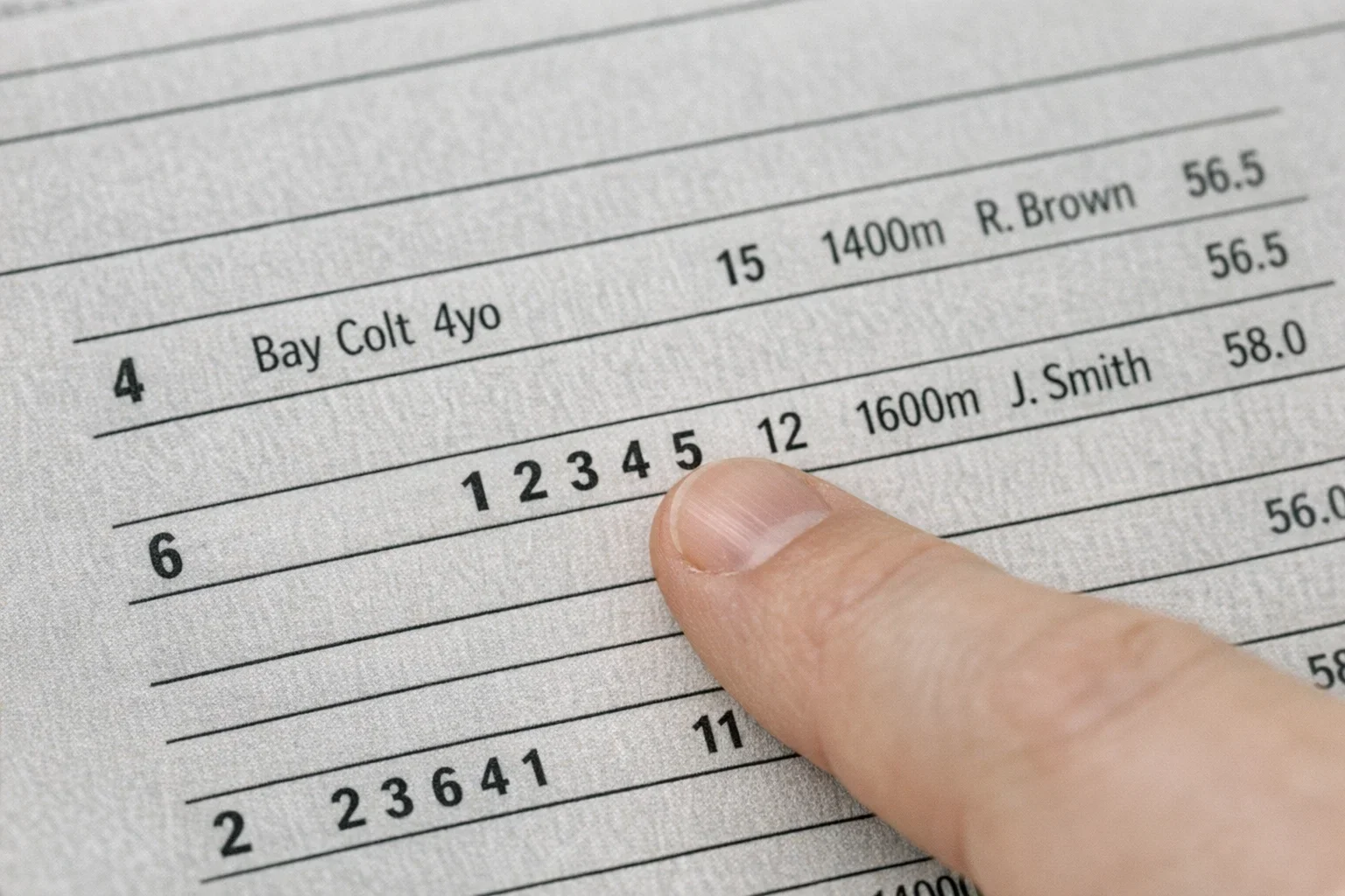 Nahaufnahme von Formzahlen auf Racecard