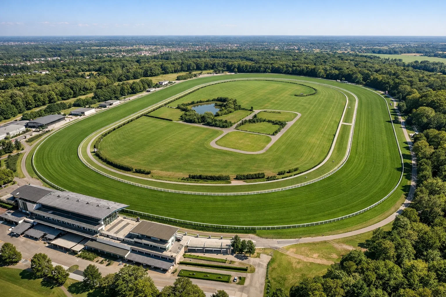 Deutsche Galopprennbahn aus der Vogelperspektive