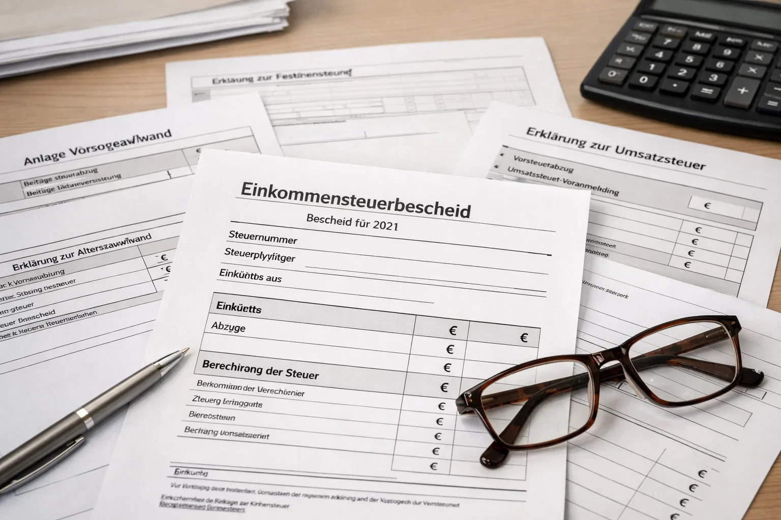 Steuerformulare und Euro-Zeichen Symbol