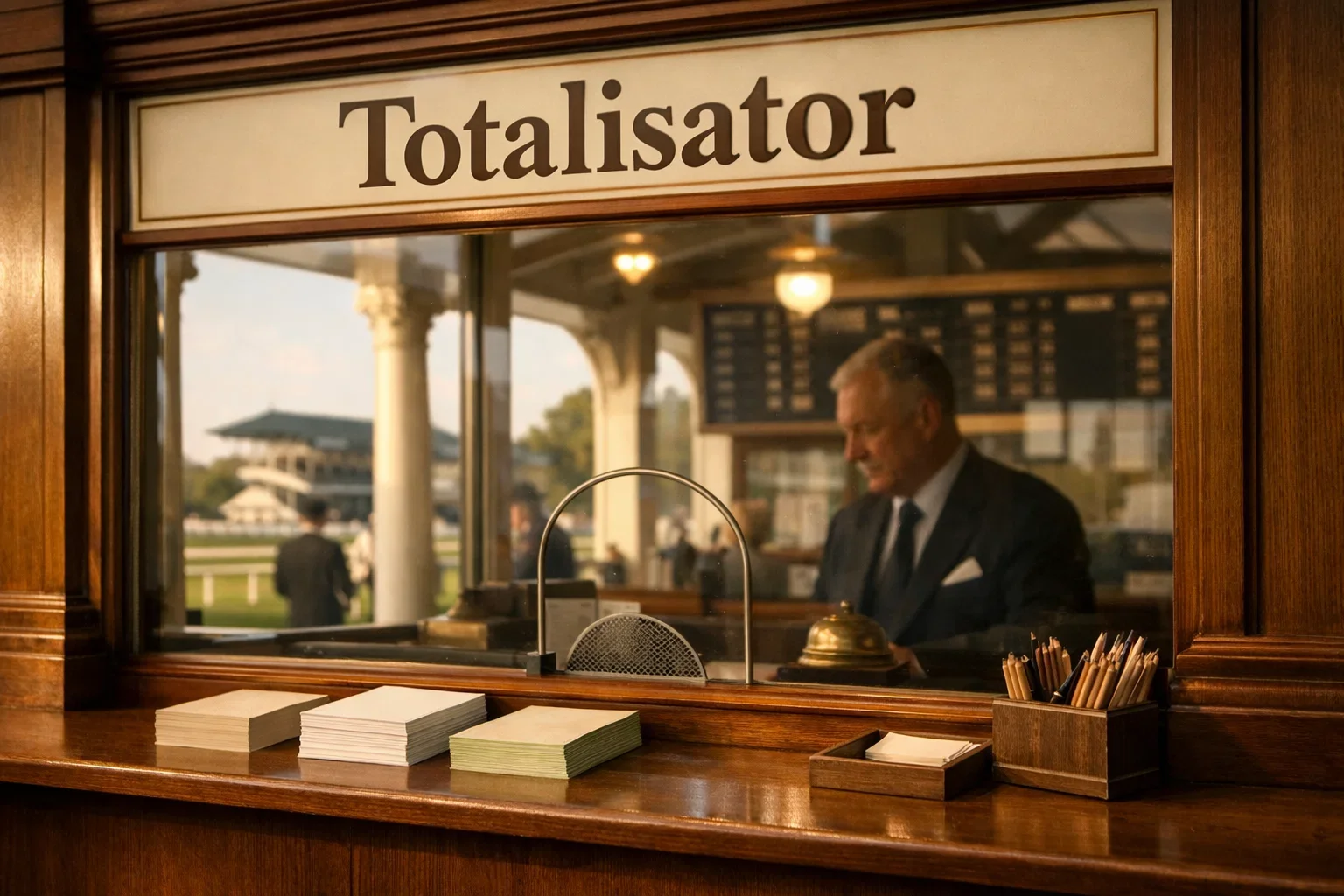 Wettschalter auf einer deutschen Pferderennbahn