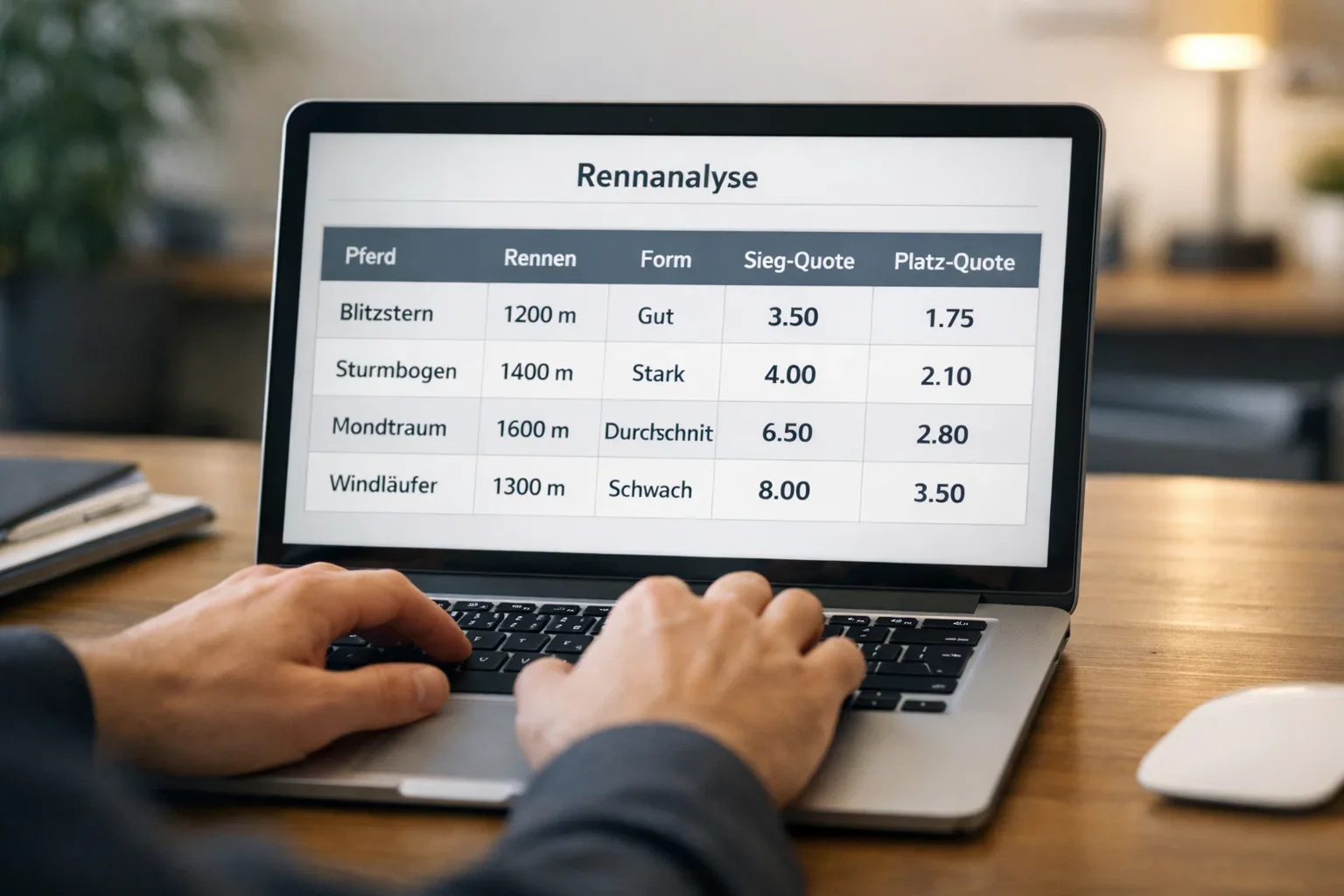 Bildschirm mit Wettquoten und Analyse