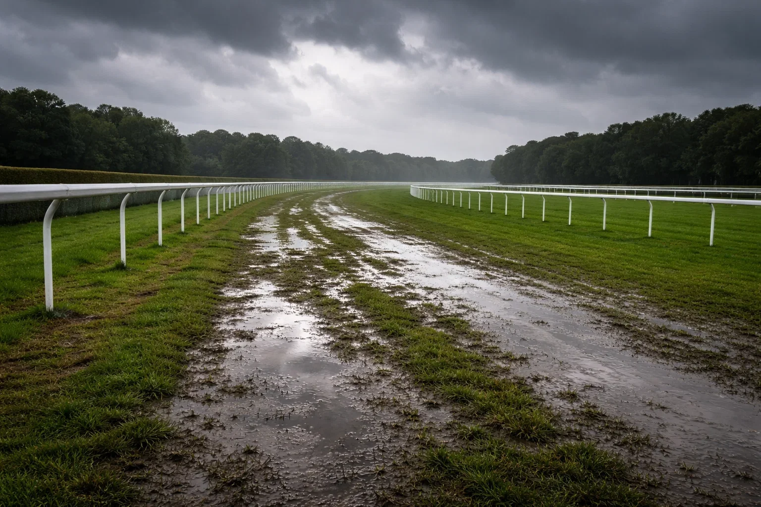 Rennbahn bei wechselnden Wetterbedingungen